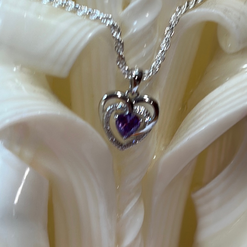 SS CZ Amethyst necklace